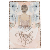 プリンセスバースデーパーティベージュグリッター ミディアムペーパーバッグ (正面)