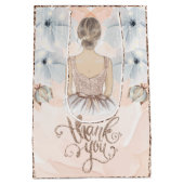 プリンセスバースデーパーティベージュグリッター ミディアムペーパーバッグ (裏面)