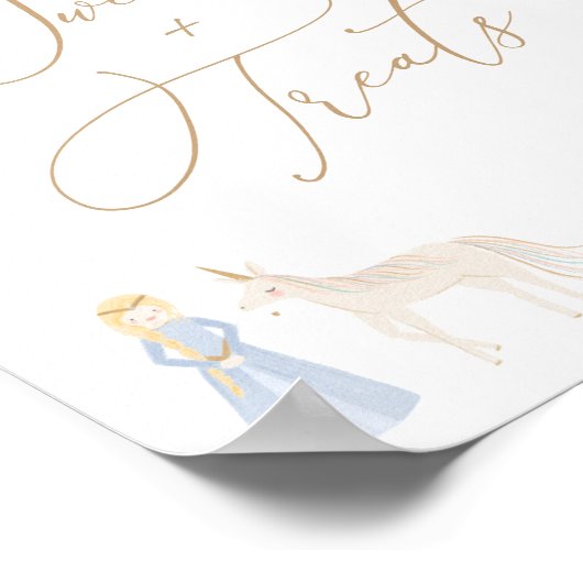 プリンセスバースデーパーティースイーツアンドトリートズサイン ポスター (角)