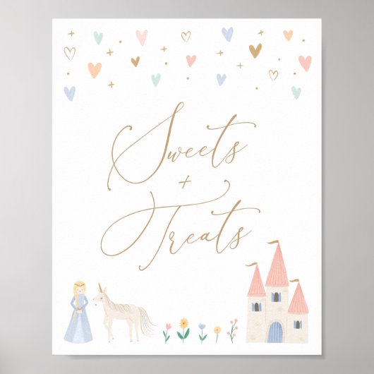 プリンセスバースデーパーティースイーツアンドトリートズサイン ポスター (正面)