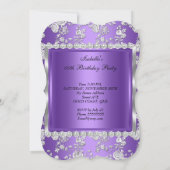 プリンセスバースデーパーティーパープルシルバーティアラ 招待状 (裏面)