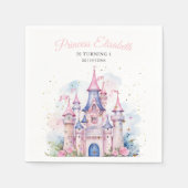 プリンセスバースデーパーティー、プリンセス城誕生日 スタンダードカクテルナプキン (正面)