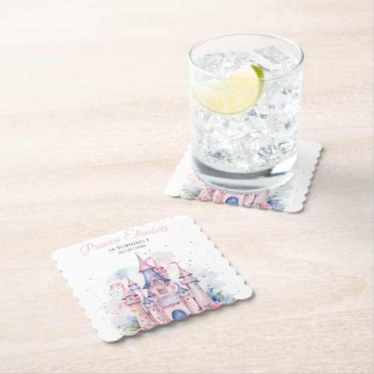 プリンセスバースデーパーティー、プリンセス城誕生日 ペーパーコースター (インサイチュ)