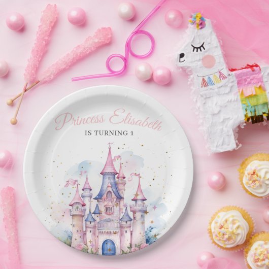 プリンセスバースデーパーティー、プリンセス城誕生日 ペーパープレート (パーティー)