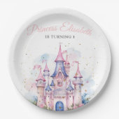 プリンセスバースデーパーティー、プリンセス城誕生日 ペーパープレート (正面)