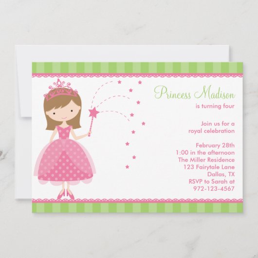プリンセスバースデーパーティ招待状 招待状 (正面)