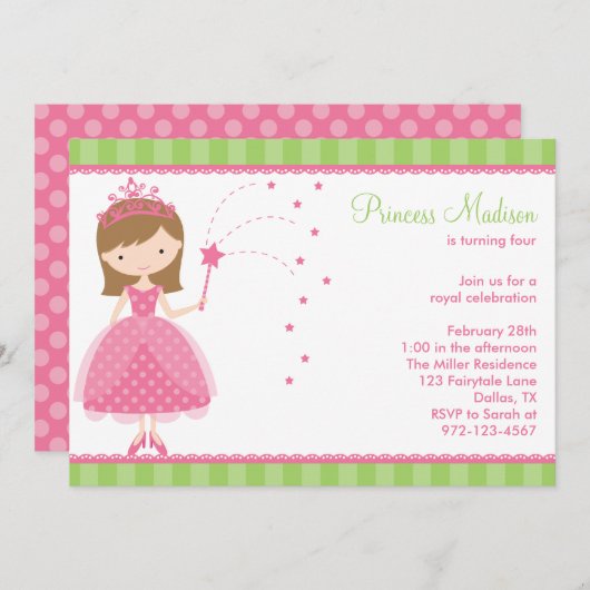 プリンセスバースデーパーティ招待状 招待状 (正面/裏面)