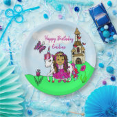 プリンセスパーソナライズされたとユニコーン誕生日パーティー ペーパープレート (パーティー)