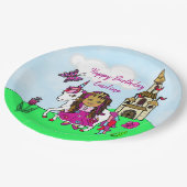 プリンセスパーソナライズされたとユニコーン誕生日パーティー ペーパープレート (アングル)