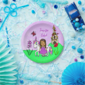 プリンセスパーソナライズされたアンドユニコーンキャッスル誕生日 ペーパープレート (パーティー)