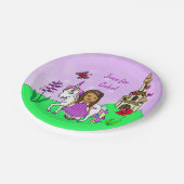 プリンセスパーソナライズされたアンドユニコーンキャッスル誕生日 ペーパープレート (アングル)