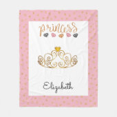 プリンセスパーソナライズされたティアラ フリースブランケット (正面)