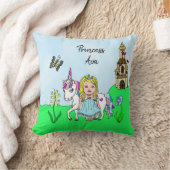 プリンセスパーソナライズされた&ユニコーンレインボーガールズ クッション (ブランケット)