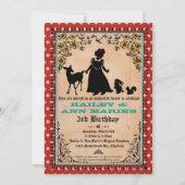 プリンセスパーティの招待状（双子または2人の子供用） 招待状 (正面)