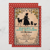 プリンセスパーティの招待状(双子または2人の子供用) 招待状 (正面/裏面)