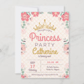 プリンセスパーティーのフローラバックグラウンド。 招待状 (正面)