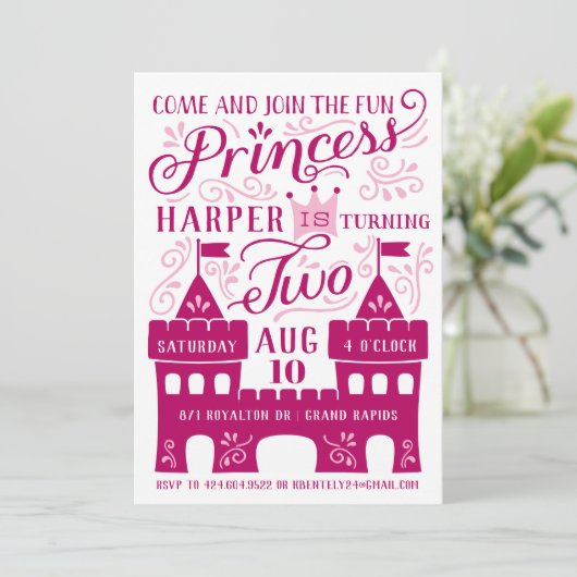 プリンセスパーティーガールズセカンド誕生日招待状 招待状 (スタンド正面)