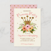プリンセスパーティーグリッターフローラクラウンデイ招待状 招待状 (正面/裏面)