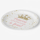 プリンセスパーティー金ゴールドクラウン紙吹雪 ペーパープレート (アングル)