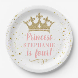 プリンセスパーティー金ゴールドクラウン紙吹雪 ペーパープレート