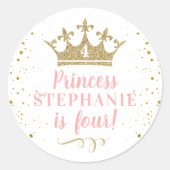 プリンセスパーティー金ゴールドパーソナライズされたクラウン ラウンドシール (正面)