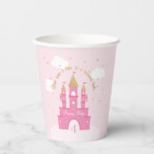 プリンセスパーティー  |ピンク&金ゴールド城 紙コップ (正面)