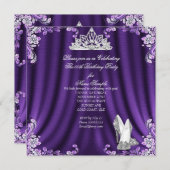 プリンセスパープルシルバーハイヒールバースデーパーティー2 招待状 (正面/裏面)