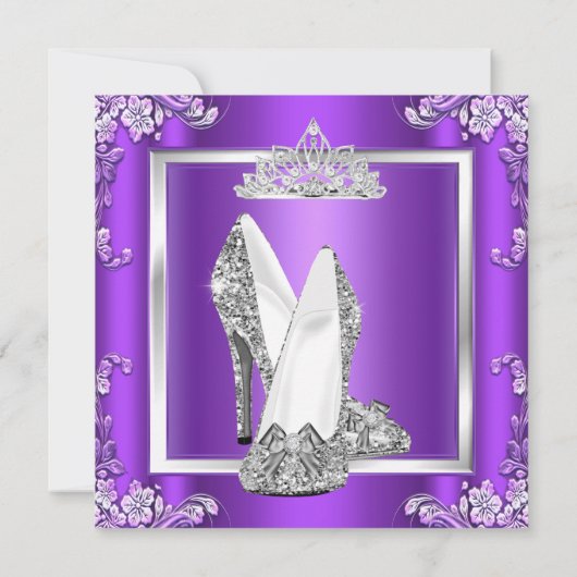 プリンセスパープルシルバーハイヒールバースデーパーティー 招待状 (裏面)