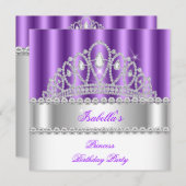 プリンセスパープルダイヤモンドティアラ誕生日パーティー2 招待状 (正面/裏面)