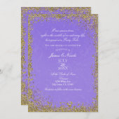 プリンセスパープルダマスストーリーブックエレガントな結婚式 招待状 (正面/裏面)