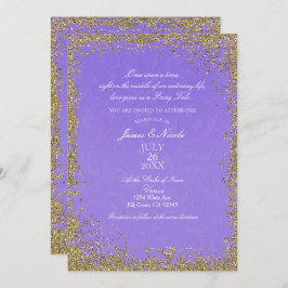 プリンセスパープルダマスストーリーブックエレガントな結婚式 招待状