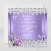 プリンセスパープルパールバラハイヒール誕生日 招待状 (裏面)