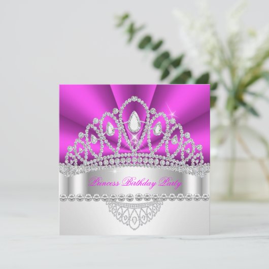 プリンセスパープルピンクダイヤモンドティアラ誕生日パーティー 招待状 (スタンド正面)