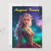 プリンセスピクシー妖精カラフルマゼンタグローかわいらし サンキューカード (正面)