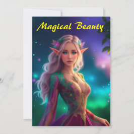 プリンセスピクシー妖精カラフルマゼンタグローかわいらし サンキューカード