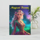 プリンセスピクシー妖精カラフルマゼンタグローかわいらし サンキューカード (スタンド正面)