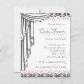 プリンセスピンクとグレーのベビーガールシャワー 招待状 (裏面)