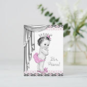 プリンセスピンクとグレーのベビーガールシャワー 招待状 (スタンド正面)