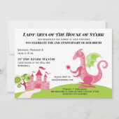 プリンセスピンクと緑の女の子の誕生日招待 招待状 (正面)