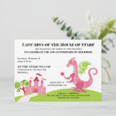 プリンセスピンクと緑の女の子の誕生日招待 招待状 (スタンド正面)