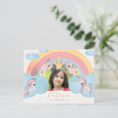 プリンセスピンクと金ゴールドの女の子の誕生日PHOTOパーティー ポストカード (スタンド正面)