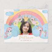 プリンセスピンクと金ゴールドの女の子の誕生日PHOTOパーティー ポストカード (正面)