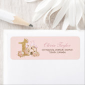 プリンセスピンクと金ゴールドキャッスル差出人住所ラベル ラベル (インサイチュ)