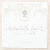 プリンセスピンクの花のブライドシャワー ガラスコースター (裏面)