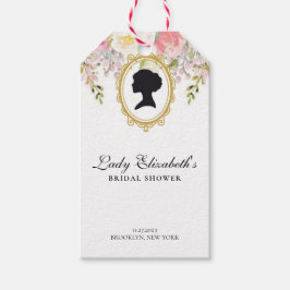 プリンセスピンクの花のブライドシャワー ギフトタグ