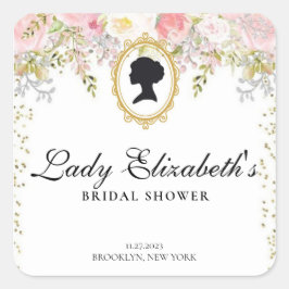 プリンセスピンクの花のブライドシャワー スクエアシール