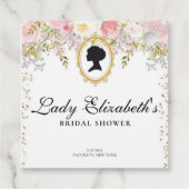 プリンセスピンクの花のブライドシャワー フェイバータグ (裏面)