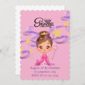 プリンセスピンクの誕生日の招待状 セーブザデート (正面/裏面)