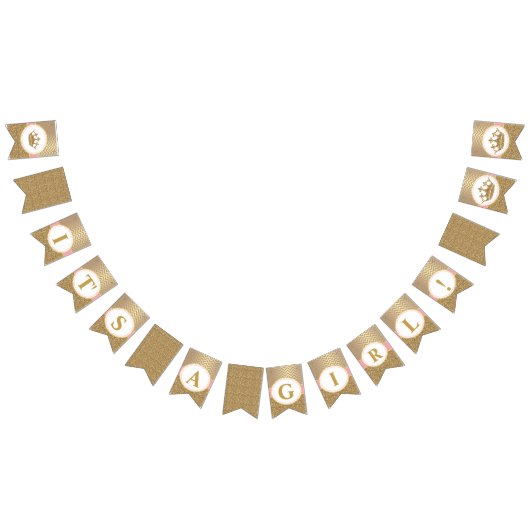 プリンセスピンクの金ゴールドバナーその女の子の赤ちゃんシャワー バンティングフラッグ (全)