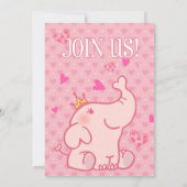 プリンセスピンクエレファント1st誕生日カスタムパーティー 招待状 (裏面)